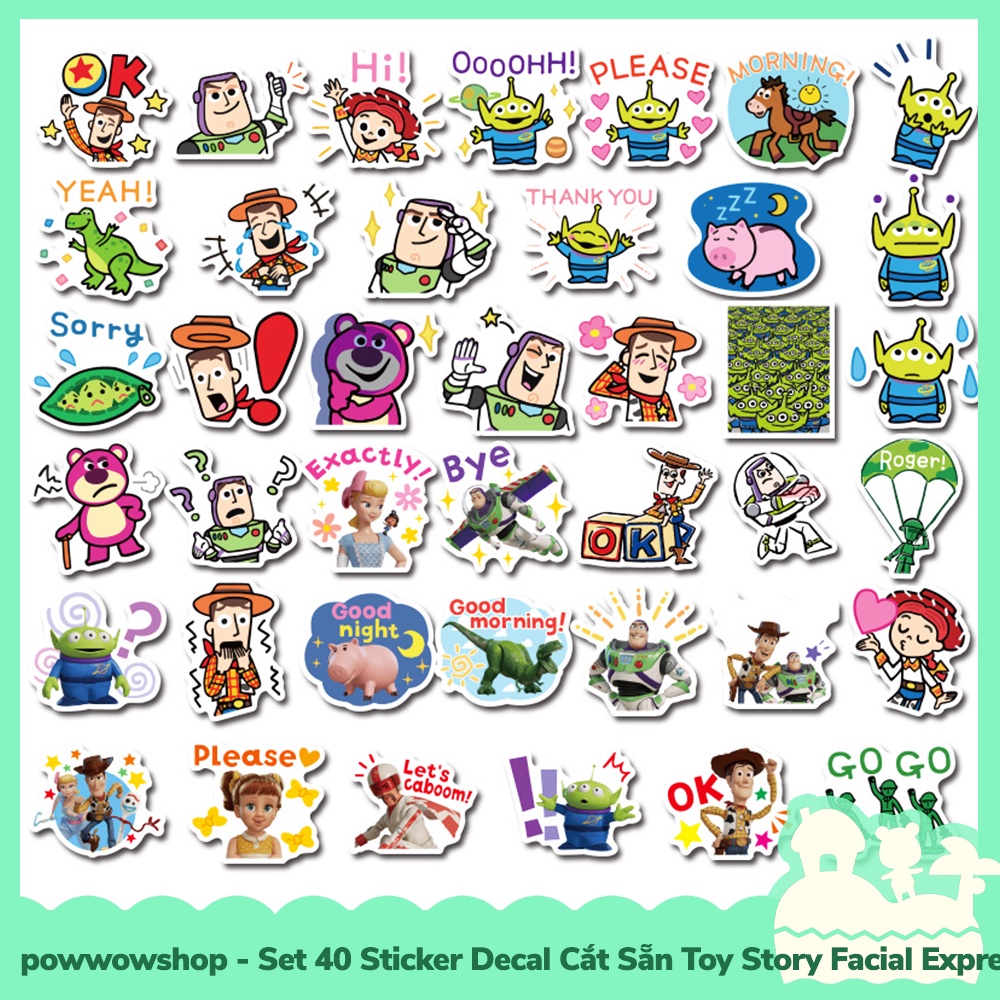[Sẵn VN - Hỏa Tốc] Set 40 Sticker Mini Decal Dán Trang Trí Vật Dụng Mẫu Câu Truyện Đồ Chơi Toy Story Special Facial