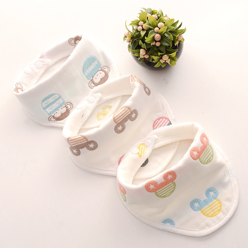 Khăn Choàng Cổ Bằng cotton Hai Lớp Họa Tiết Hoạt Hình Cho Bé