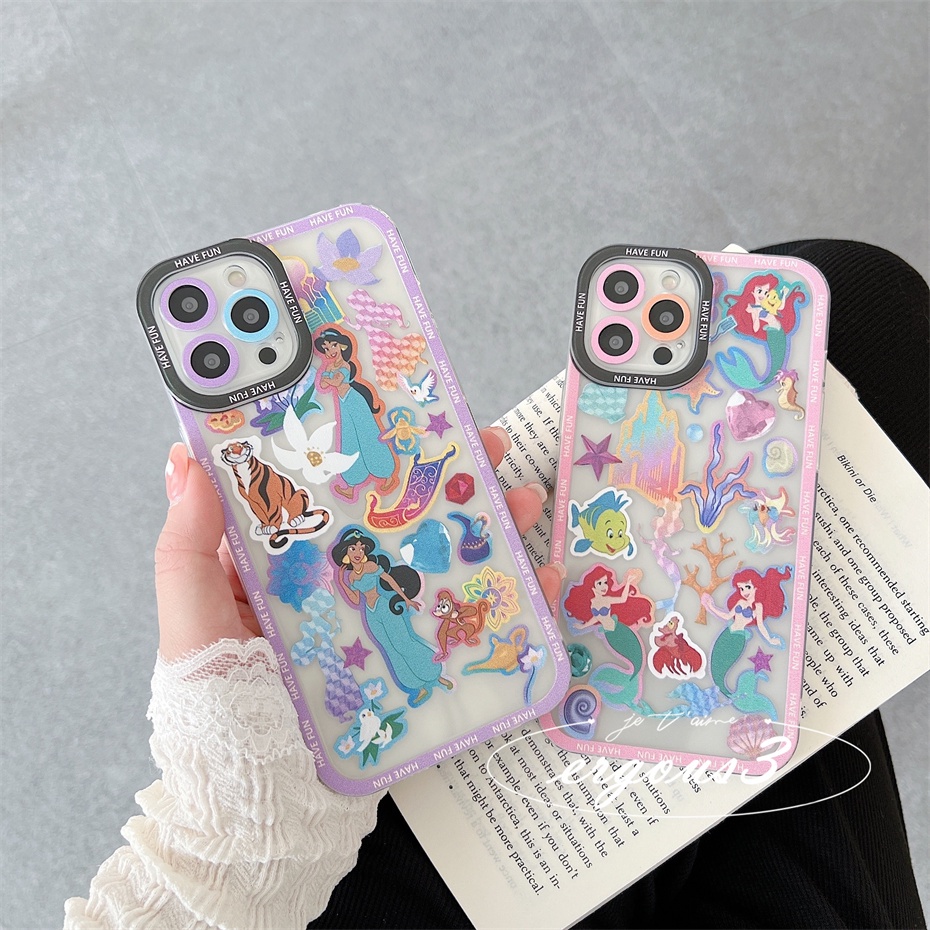 Ốp Điện Thoại Mềm Họa Tiết Công Chúa Hoạt Hình Cho iPhone 14 13 12 11 Pro Max SE2020 X XR Xs Max 7 8 6 6s Plus