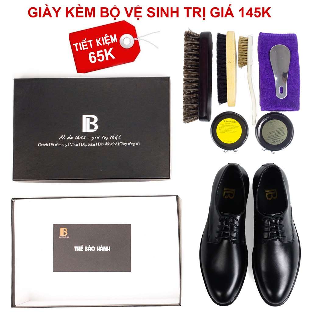 Giày nam Derby công sở da bò nappa cao cấp G113- Bụi leather- hộp sang trọng -Bảo hành 12 tháng | BigBuy360 - bigbuy360.vn