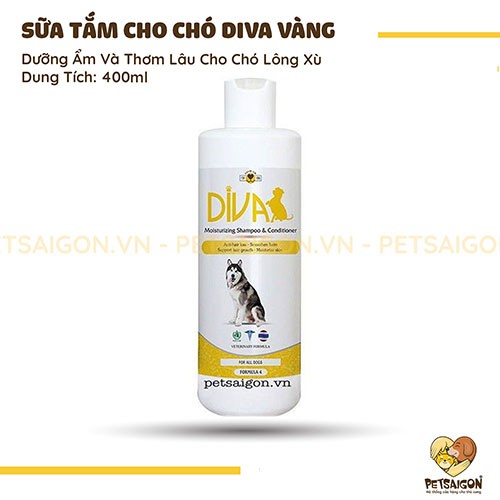 [CHÍNH HÃNG] SỮA TẮM DIVA DƯỠNG ẨM CHO CHÓ LÔNG XÙ - CHAI 400ML