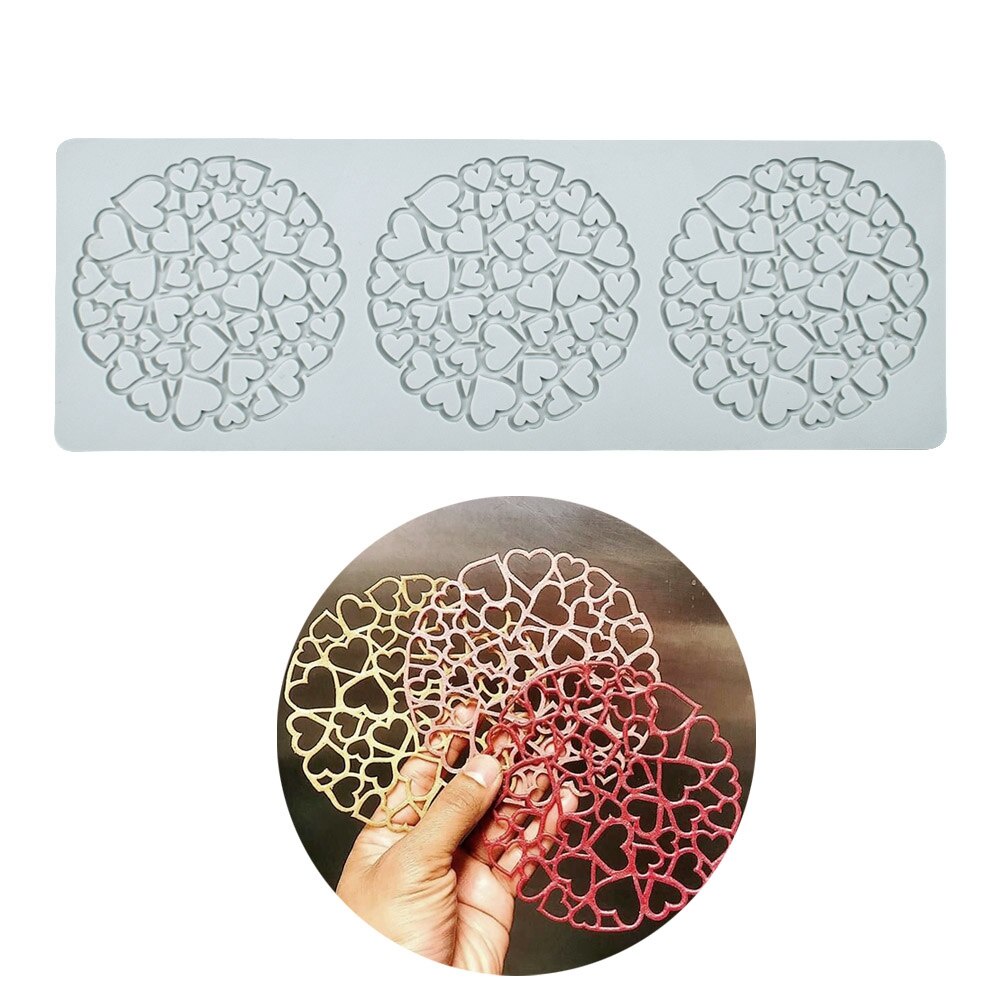 Khuôn Silicone Làm Bánh Hình Tròn / Trái Tim / Ren Cổ Điển Độc Đáo