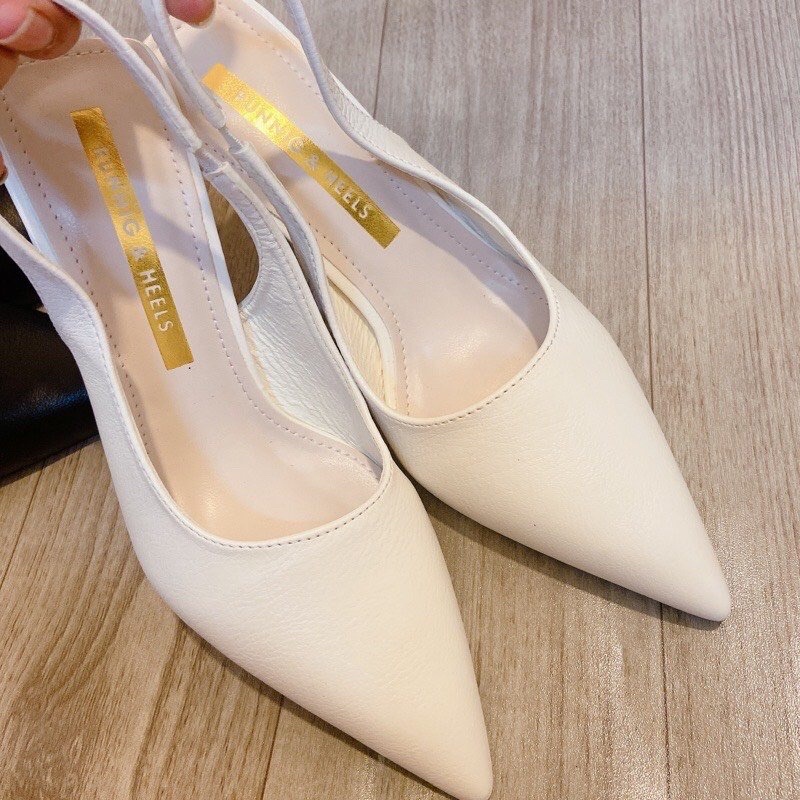 Bán Sỉ-Giày sandal mũi nhọn trơn da sần quai chun sau gót nhọn 8cm