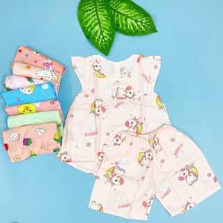 (SIZE 8) Bộ tole lanh (tôn) lanh lụa mặc nhà bé gái QUẦN ĐÙI , tay cánh tiên dễ thương 18-20kg, bộ hè cho bé, mát mẻ.