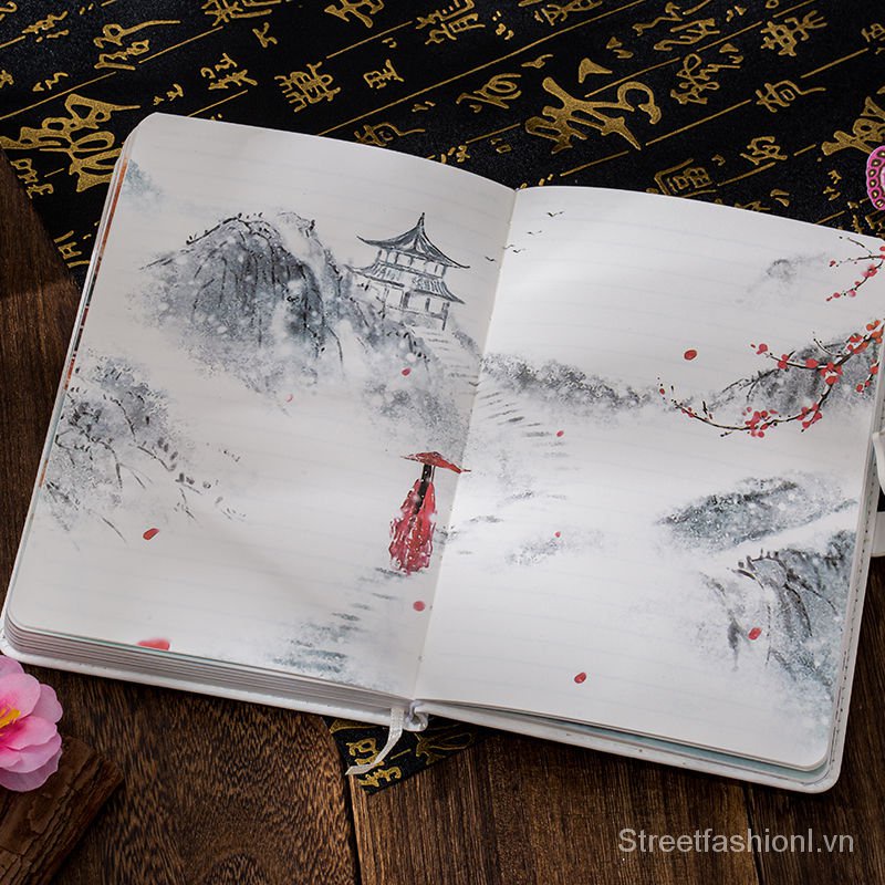 Sổ Tay Nhật Ký Từ Tính Nhiều Màu Sắc Phong Cách Trung Hoa Cổ Điển Bi Ji Ben Zi K5Eh