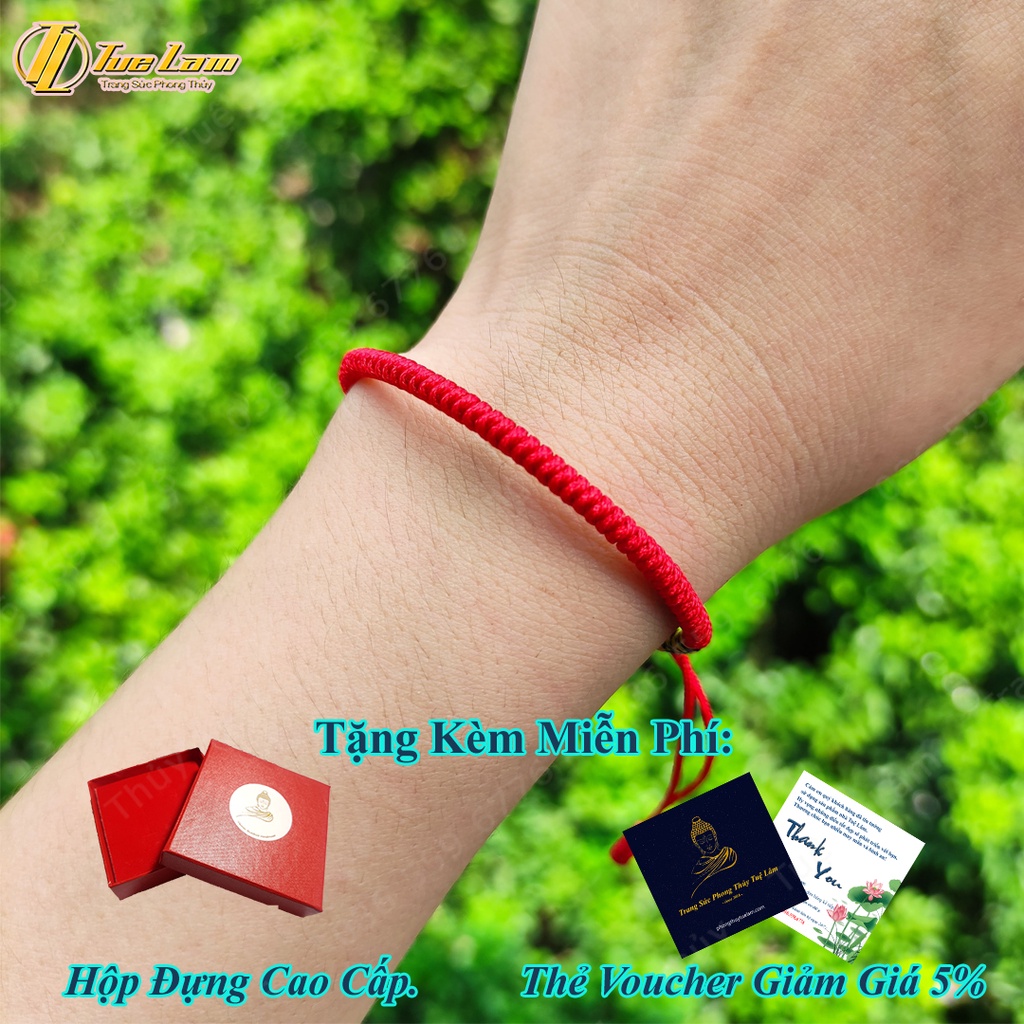 Vòng tay may mắn nữ chỉ đỏ tươi cao cấp bện kiểu tây tạng hai đầu ngũ sắc hợp mệnh - Tuệ Lâm