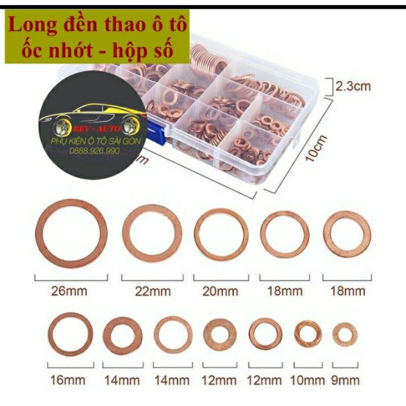 Bộ 12 con long đền thao ốc nhớt ô tô đủ sai