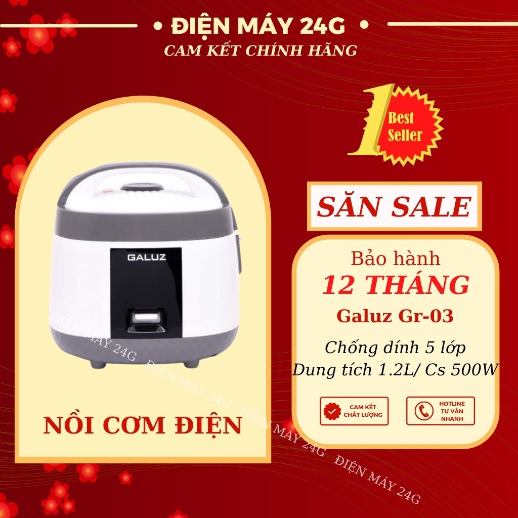 Nồi cơm điện Galuz 1.2L 1.8L cao cấp siêu bền chiệu nhiệt chịu lực tốt lòng nồi nhôm phủ chống dính an toàn chính hãng