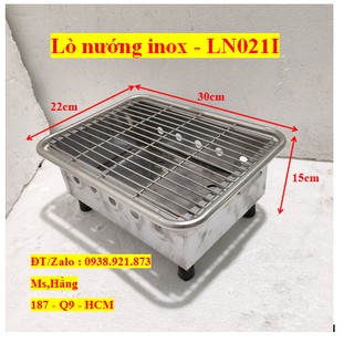 Lò Nướng Than Inox Có Chân Thấp LN021I - KT 30x22x15cm
