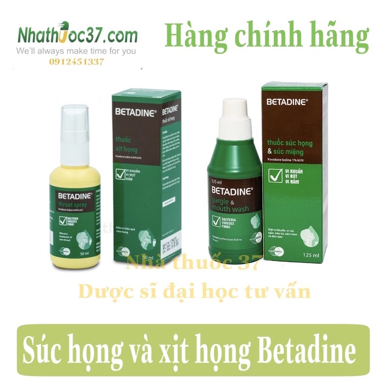 Xịt họng Betadine 50ml giảm viêm họng, giảm ho