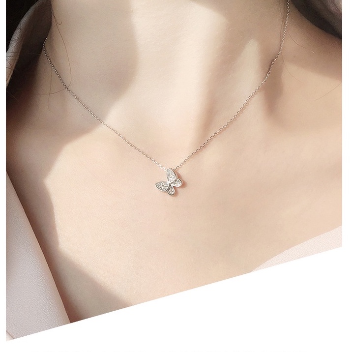 Dây chuyền bạc ý 925 bươm bướm vòng cổ nữ dễ thương