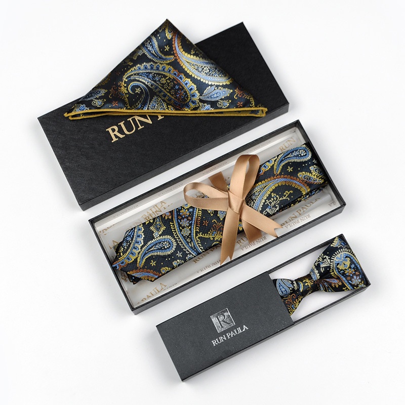 Set Cà Vạt + Khăn Tay Bỏ Túi Áo Vest + Nơ Cài Cổ Áo Lịch Lãm Cho Nam