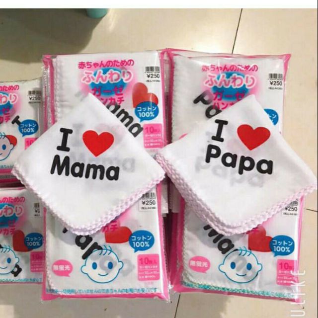 10 khăn sữa xô xuất Nhật 2 lớp papa mama