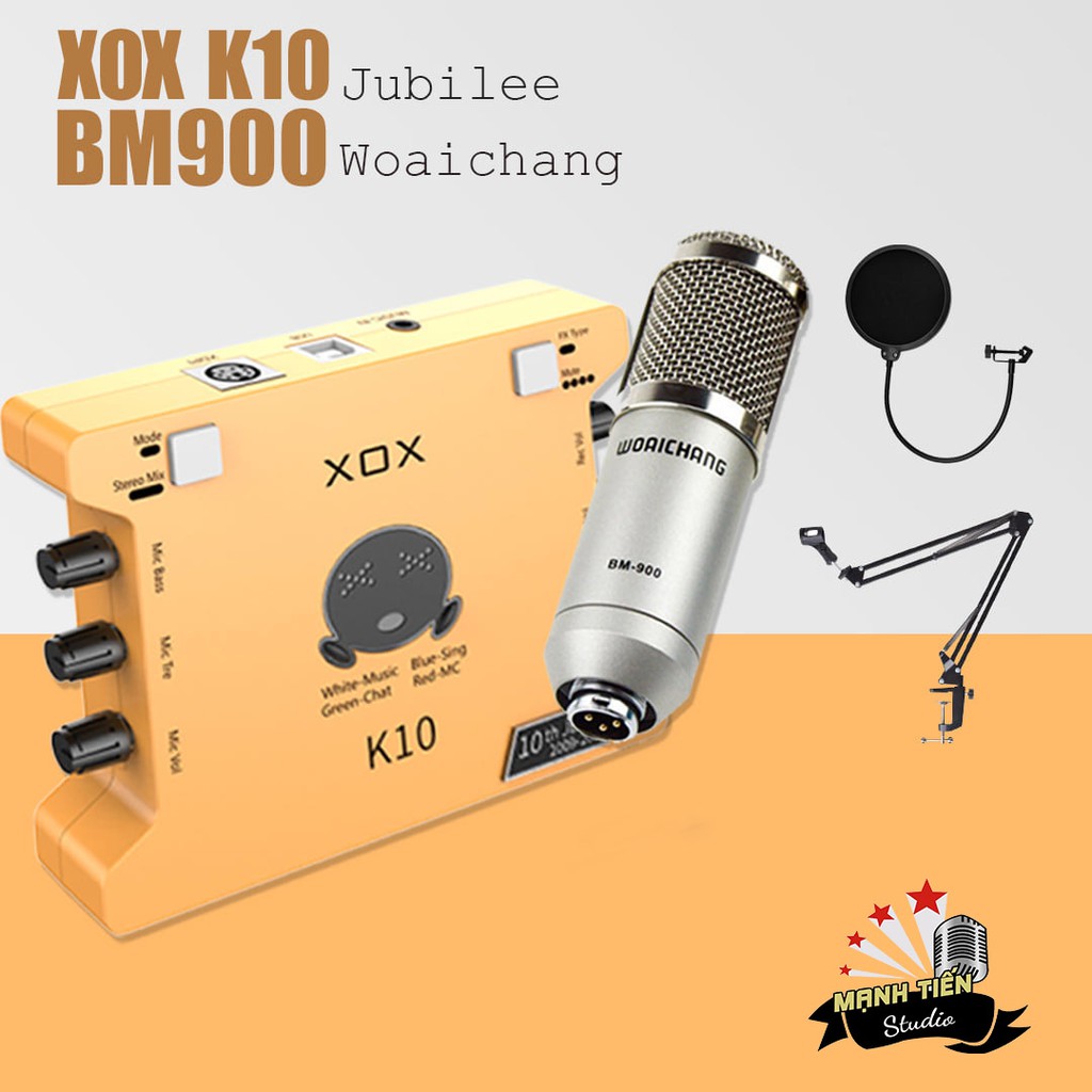 [ Tặng phụ kiện ] Bộ Combo micro woaichang BM900 Sound card XOX K10 jubilee. Thu âm, livestream, karaoke chuyên nghiệp