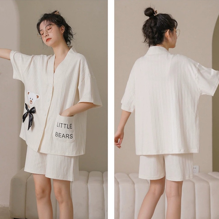 Bộ ngủ pyjama, bộ mặc nhà quần đùi áo cộc tay chất cotton nhẹ cao cấp Havana FB10