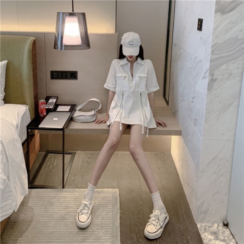 Áo Sơ Mi Nữ Tay Ngắn Phong Cách Hong Kong Cổ Điển Hàng Mới Thời Trang Mùa Hè