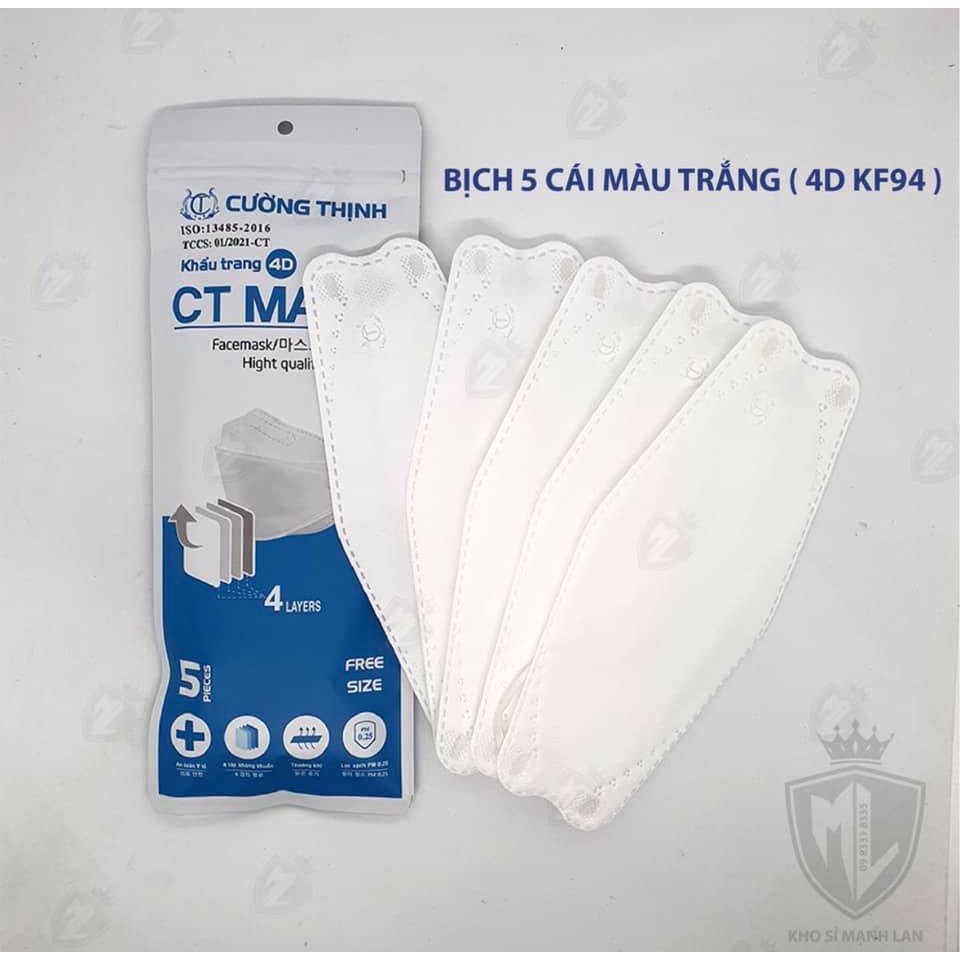 Khẩu Trang 4D Mask KF94 Công Nghệ Dập Hàn Quốc CT94 ( Bịch 5 Cái )