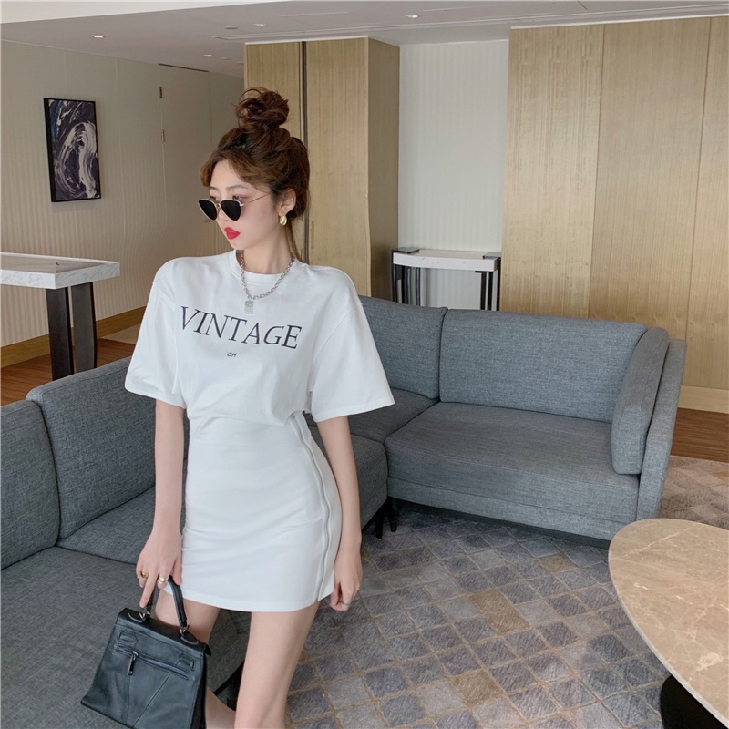 COZOK Đầm ngắn tay nhấn eo xinh xắn dành cho nữ