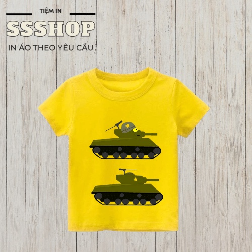 Áo thun bé trai và bé gái in hình hoạt hình Xe Tăng, chất liệu cotton thoáng mát, hình in PET rất đẹp SSSHOP 06