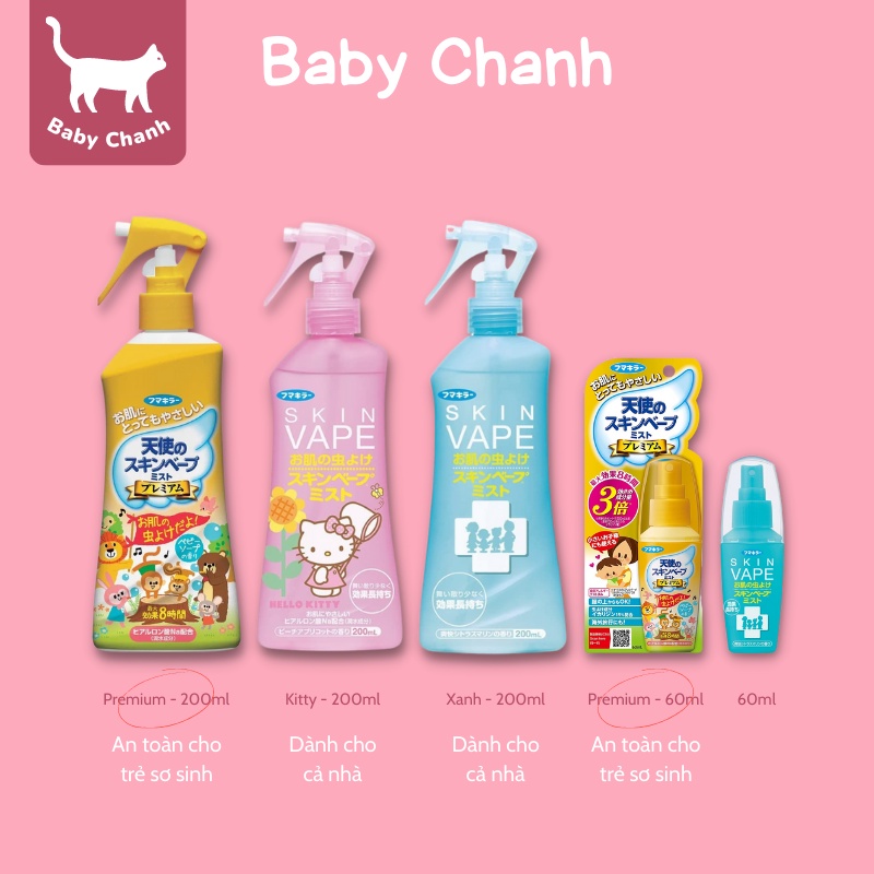 Xịt chống muỗi Skin Vape Fumakilla Nhật Bản cho trẻ sơ sinh và cả gia đình