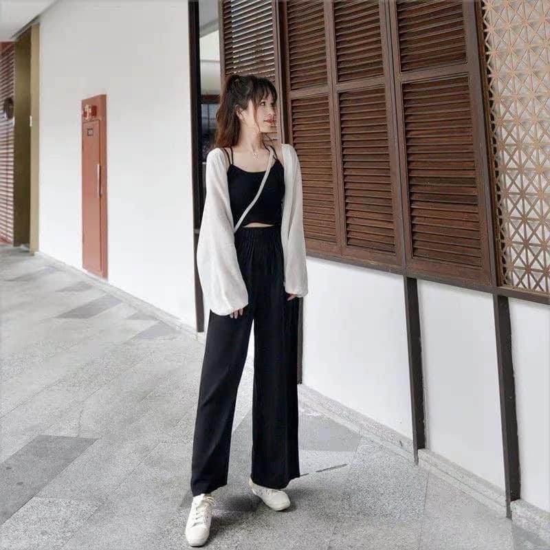 Quần culottes tăm ống rộng mặc siêu thoáng mát