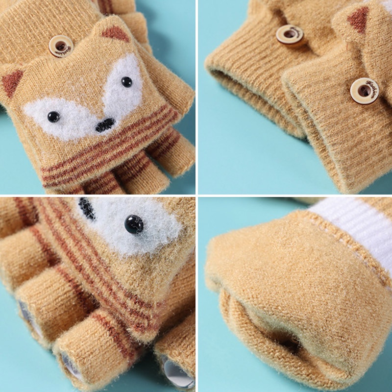 Găng Tay Hở Ngón Giữ Ấm Dễ Thương Cho Bé