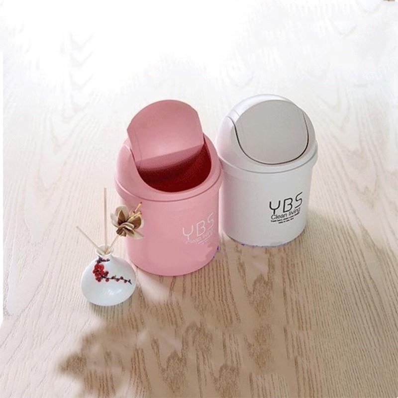 Thùng Rác Mini YBS Để Bàn Văn Phòng Có Nắp Đậy Tiện Lợi