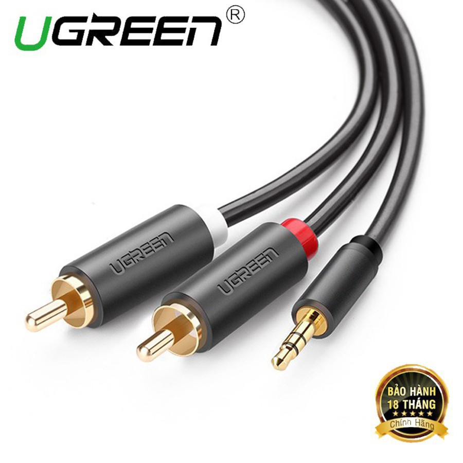 Cáp Audio 3.5mm to 2 RCA (hoa sen) Cao Cấp Ugreen 10772 10511 10510 10512 10513 10514 AV102 Chính hãng