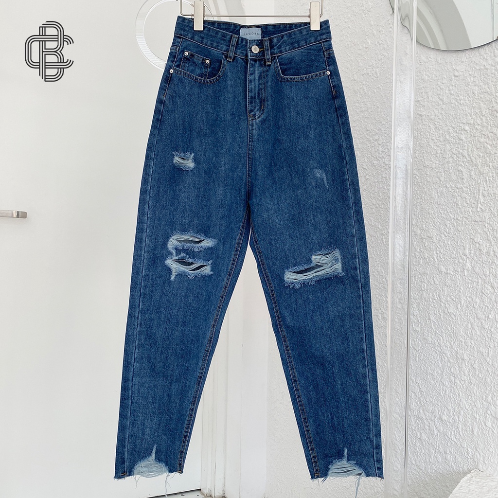 Quần baggy jean nữ rách cạp cao cá tính năng động BG01 - La’coba