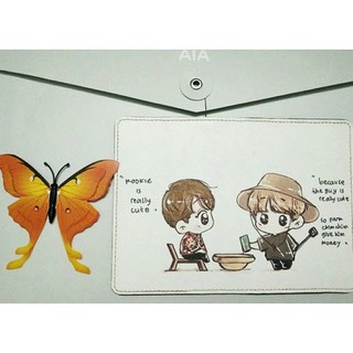 Ví bọc hộ chiếu (passport) hình chibi Jungkook & Jimin BTS - mã BTS00031 có in theo yêu cầu