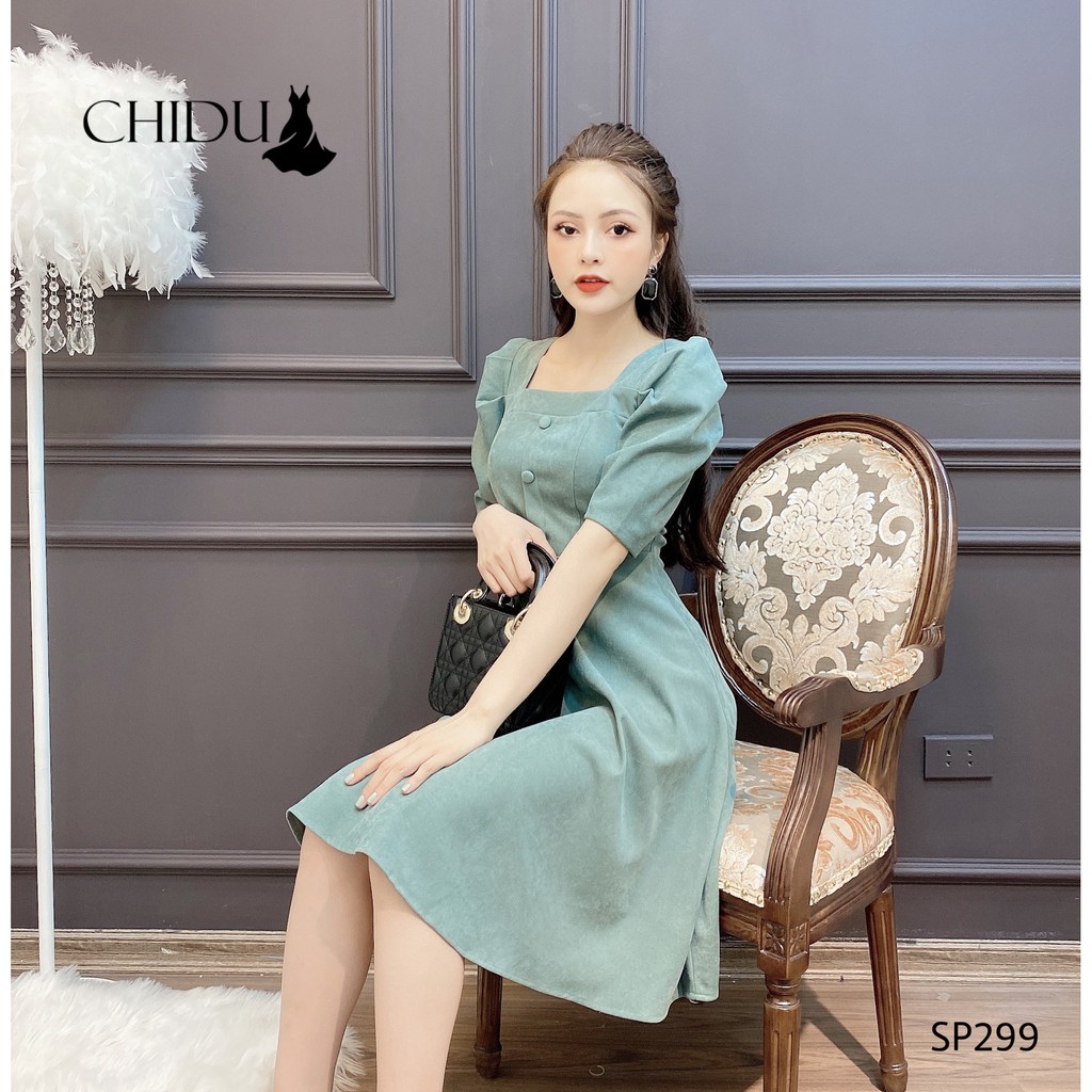 CHIDU váy công sở cổ vuông tay lỡ- SP299 | BigBuy360 - bigbuy360.vn