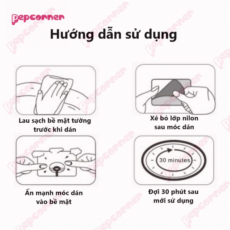 Móc dán tường đa công dụng hình động vật ngộ nghĩnh đáng yêu tái sử dụng được nhiều lần