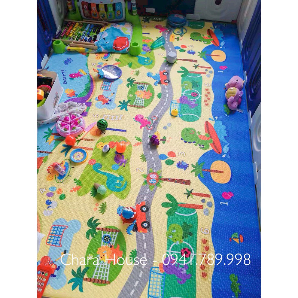 &lt;FREE SHIP&gt;KT 1m4x2m1 Thảm 100% Silicone hình Công viên khủng long
