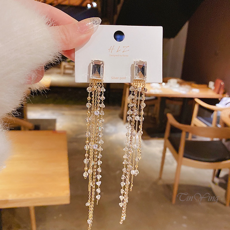 Đôi bông tai GETNOIVAS dáng dài thiết kế đơn giản thời trang cho nữ