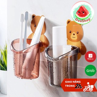 Cốc Gấu Dán Tường Đựng Bàn Chải, Kem Đánh Răng Xinh 🍉Duashop🍉