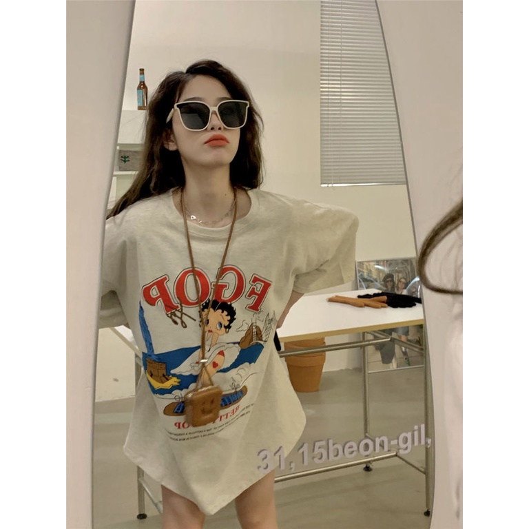 Áo Thun Tay Ngắn Dáng Rộng Thiết Kế Mới Thời Trang Theo Phong Cách Hàn Quốc