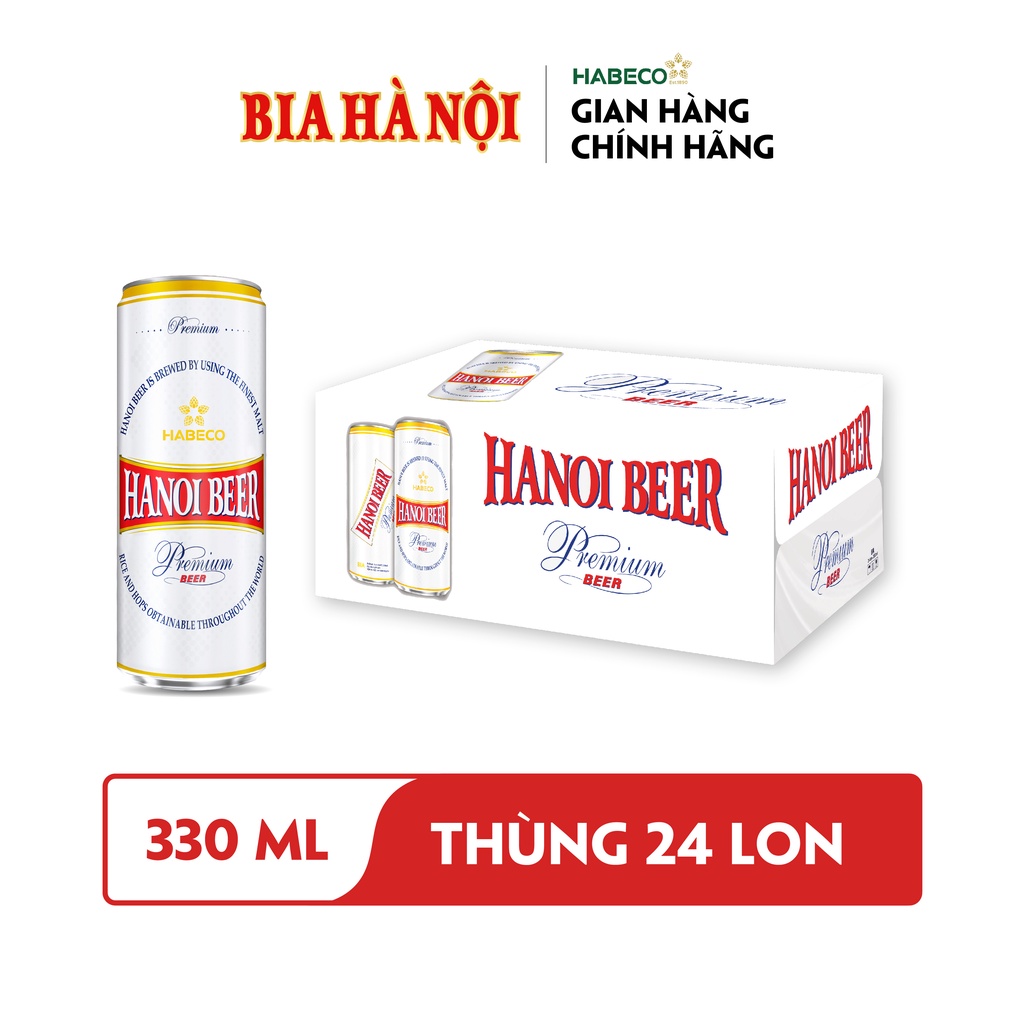 HỎA TỐC HÀ NỘI - Thùng 24 lon Hanoi Premium Beer - HABECO (330ml/lon) - Phiên bản lon cao