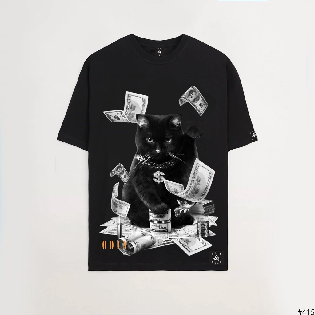 Áo thun oversize Dollar Cat , áo phông cotton nam nữ unisex, ODIN CLOTHING