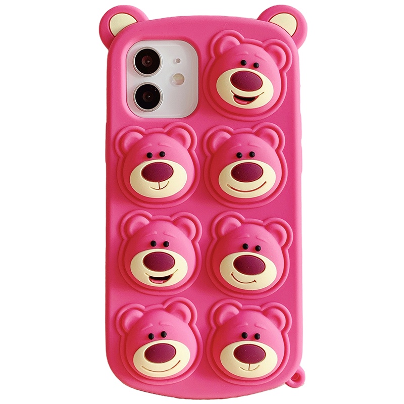 Ốp lưng chống sốc màu đỏ cho iphone 12 pro 11 pro max silicon mềm iphone 13 pro xs max xr x / xs 7 8 plus Ốp lưng điện thoại in hình gấu hoạt hình