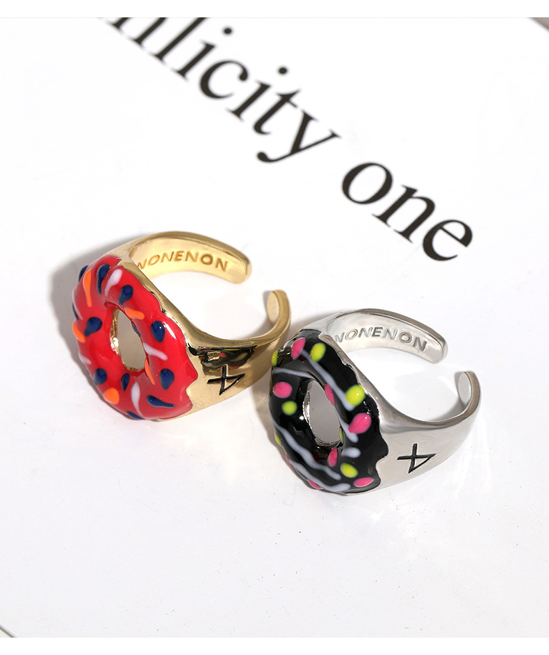 Vòng Cổ Kết Hợp Nhẫn Hình Bánh Donut Phong Cách Hàn Quốc Thời Trang Unisex 23571