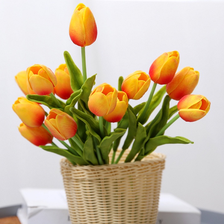 Hoa Giả - Combo 5 cành Hoa Tulip nhiều màu sắc 33cm trang trí nhà cửa, phụ kiện decor