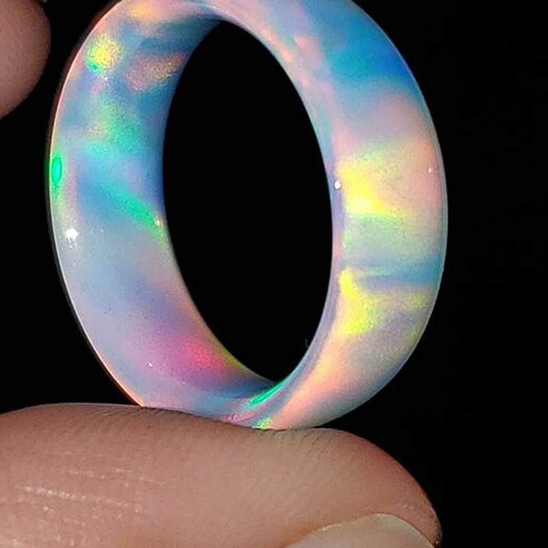 Nhẫn Resin Đính Đá Nhiều Màu Sắc Lấp Lánh Phong Cách Retro