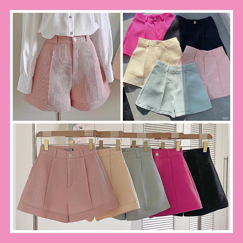 Quần short đùi nữ cạp cao nhiều màu chất gấm ô cao cấp phong cách sang chảnh cá tính trẻ trung năng động QS08