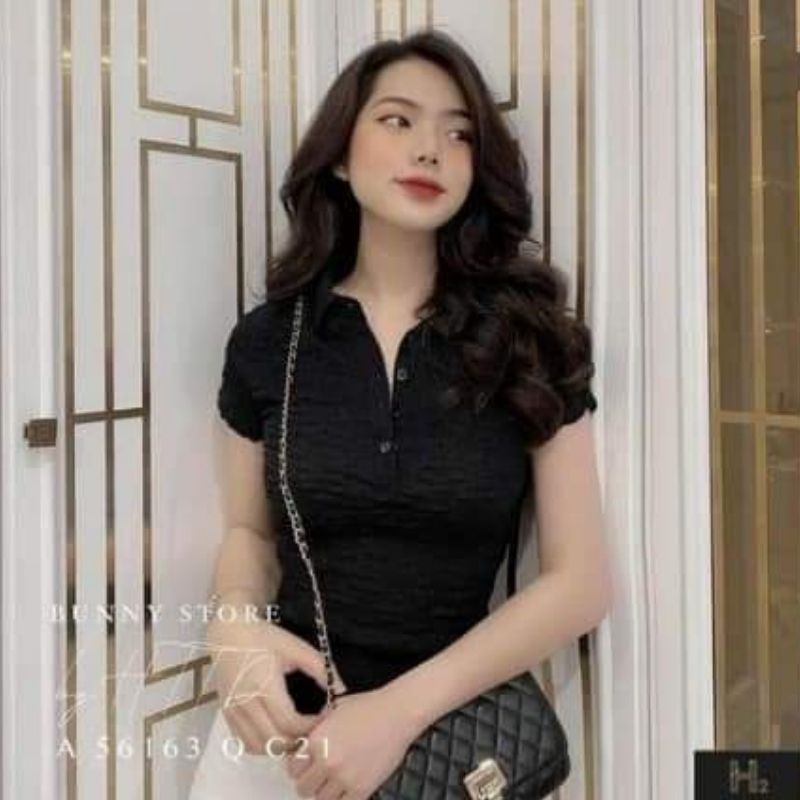 Áo phông nữ chất xốp áo polo nữ cổ bẻ ngắn tay cổ sơ mi phối cúc dáng croptop cá tính trẻ trung PANOSI - Mã A610