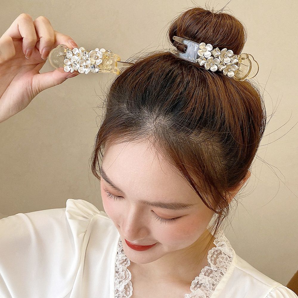Kẹp Tóc Acrylic Trong Suốt Đính Ngọc Trai Thời Trang Hàn Quốc Cho Nữ
