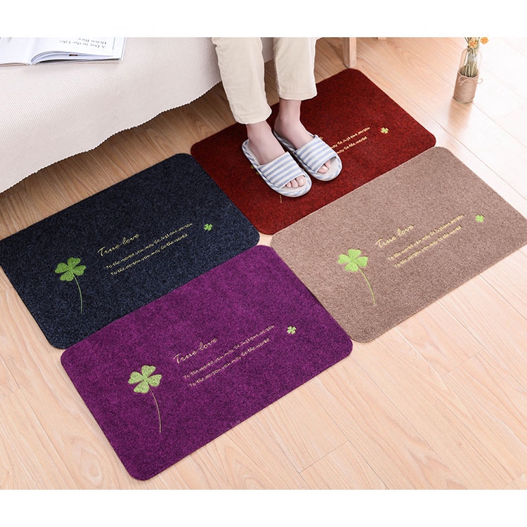 Thảm Chùi Chân Thấm Nước Chống Trượt Họa Tiết Cỏ Bốn Lá Cho Phòng Khách