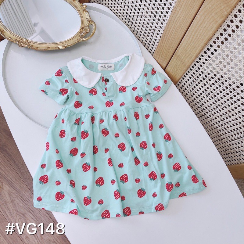 Váy bé gái cổ sen chất cotton mát từ 12-20kg
