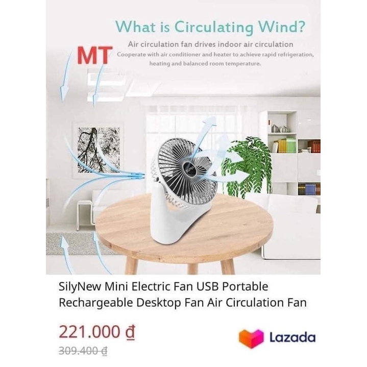 Quạt tích điện mini Super Pan lồng quay 360 độ cắm cổng USB 3 tốc độ gió mạnh m