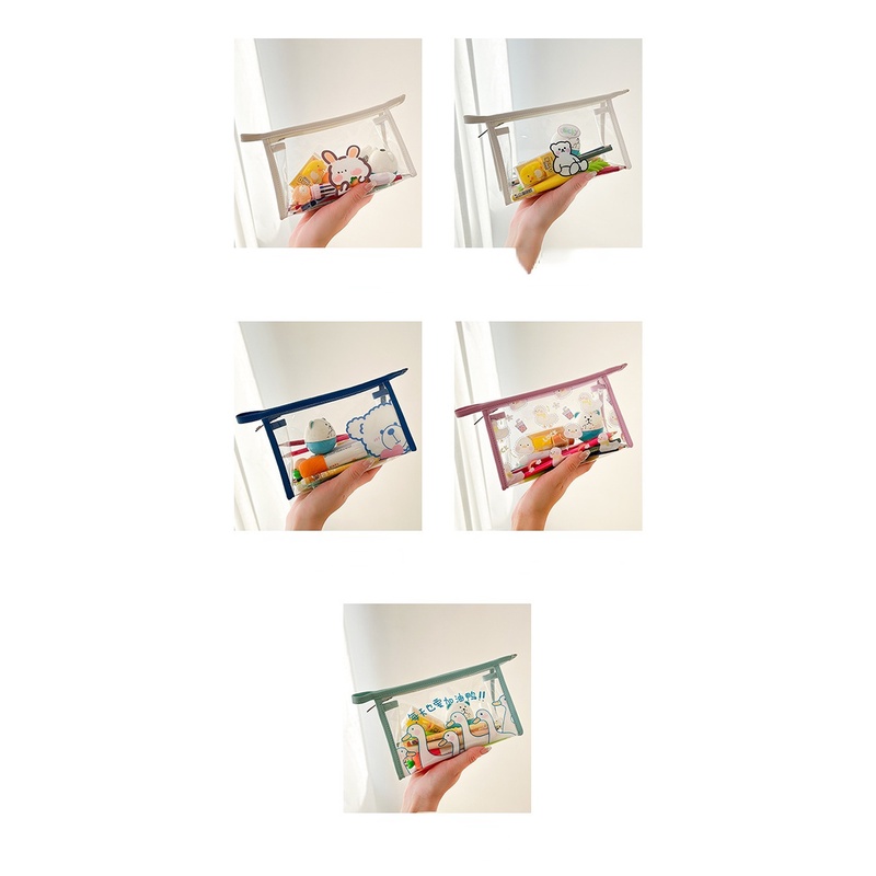 Túi Đựng Bút Bằng pvc Trong Suốt In Họa Tiết Hoạt Hình Đơn Giản Và Dễ Thương