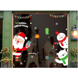 Decal trang trí tường Noel - Noel trắng hoạt hình chào lễ vui nhộn